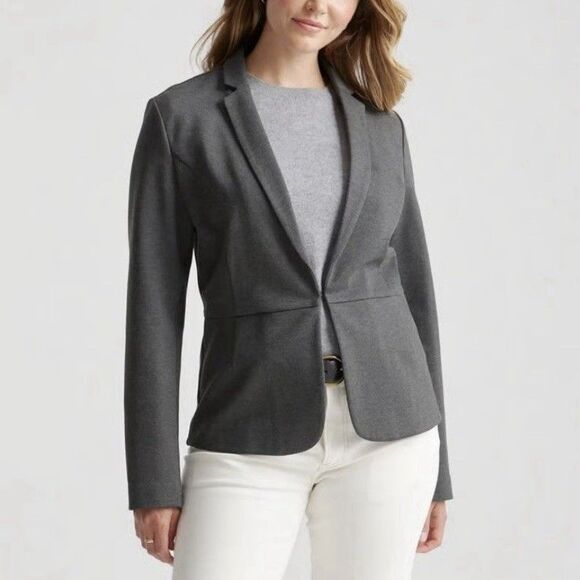 Quince Women’s Ultra-Stretch Ponte Blazer Charcoal Gray Size M Medium Jacket - Picture 1 of 9